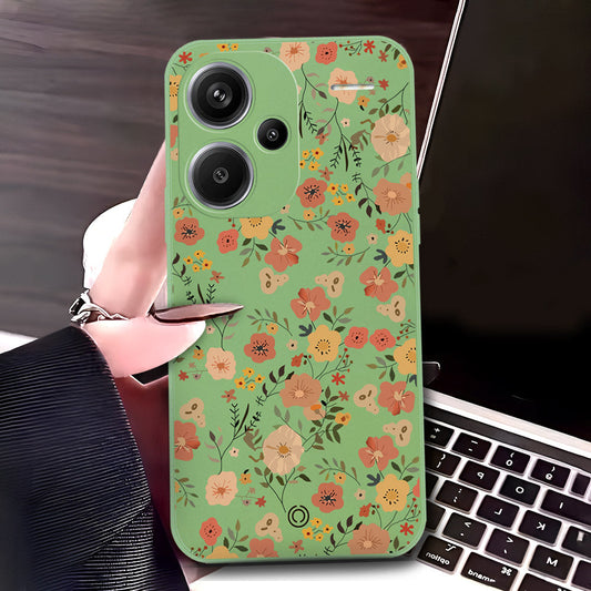 Oppo Reno 11 5G Cover - Light Green - D3 - ONation Floral Series - HQ Liquid Silicone Soft Case