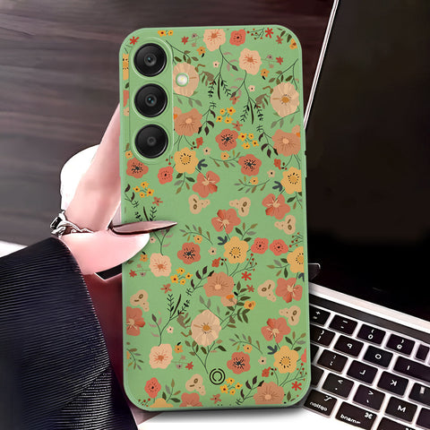Samsung Galaxy S24 Plus Cover - Light Green - D3 - ONation Floral Series - HQ Liquid Silicone Soft Case