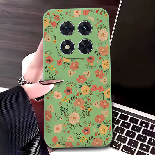 Xiaomi Redmi Note 14 Pro Plus 5G Cover - Light Green - D3 - ONation Floral Series - HQ Liquid Silicone Soft Case
