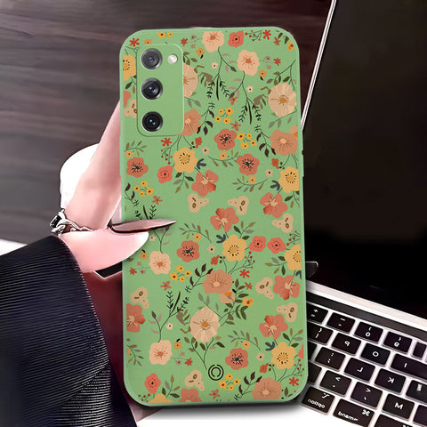 Samsung Galaxy S20 FE Cover - Light Green - D3 - ONation Floral Series - HQ Liquid Silicone Soft Case