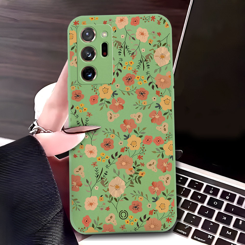 Samsung Galaxy Note 20 Ultra Cover - Light Green - D3 - ONation Floral Series - HQ Liquid Silicone Soft Case