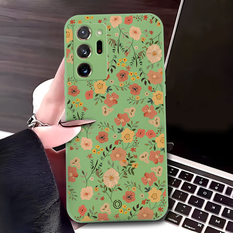 Samsung Galaxy Note 20 Ultra Cover - Light Green - D3 - ONation Floral Series - HQ Liquid Silicone Soft Case