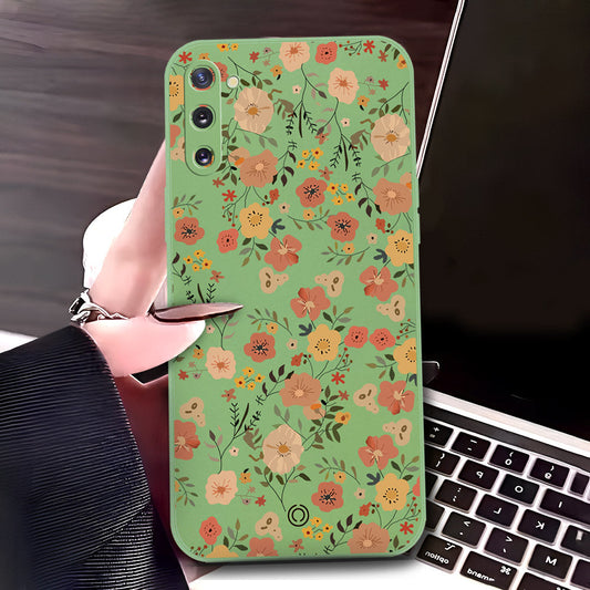 Samsung Galaxy Note 10 Cover - Light Green - D3 - ONation Floral Series - HQ Liquid Silicone Soft Case