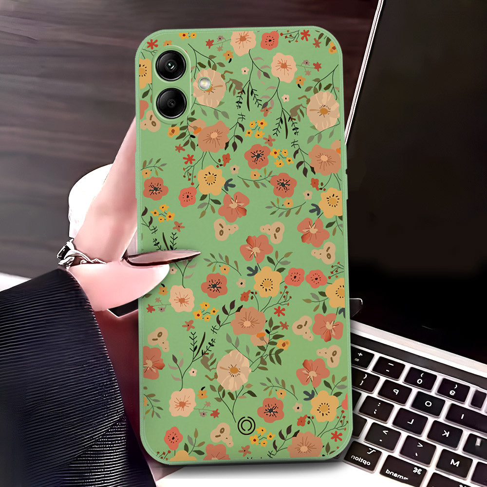 Samsung Galaxy M13 5G Cover - Light Green - D3 - ONation Floral Series - HQ Liquid Silicone Soft Case
