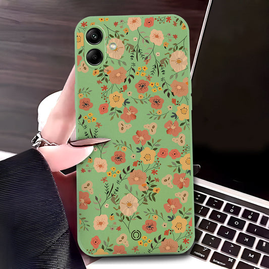 Samsung Galaxy M13 5G Cover - Light Green - D3 - ONation Floral Series - HQ Liquid Silicone Soft Case
