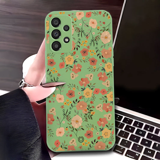 Samsung Galaxy A53 5G Cover - Light Green - D3 - ONation Floral Series - HQ Liquid Silicone Soft Case