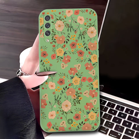 Samsung Galaxy A50s Cover - Light Green - D3 - ONation Floral Series - HQ Liquid Silicone Soft Case