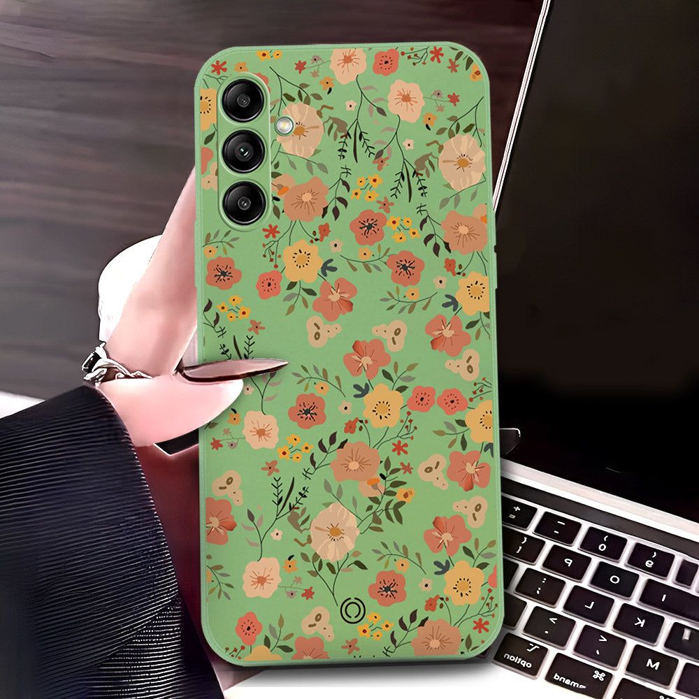Samsung Galaxy A24 4G Cover - Light Green - D3 - ONation Floral Series - HQ Liquid Silicone Soft Case