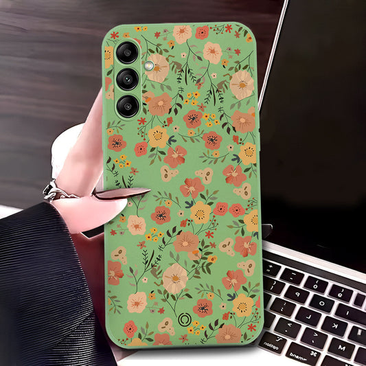 Samsung Galaxy A24 4G Cover - Light Green - D3 - ONation Floral Series - HQ Liquid Silicone Soft Case
