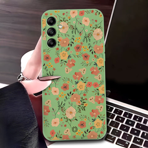 Samsung Galaxy A24 4G Cover - Light Green - D3 - ONation Floral Series - HQ Liquid Silicone Soft Case