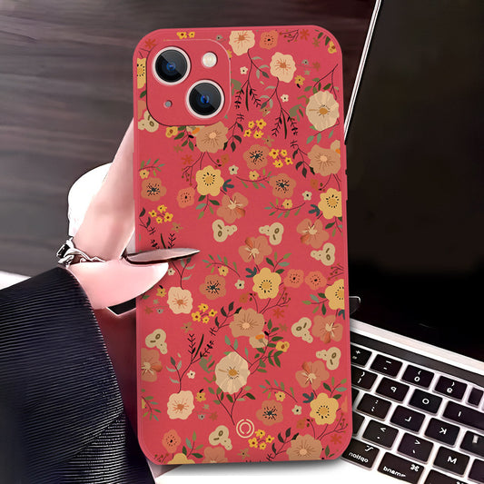 iPhone 13 Mini Cover - Red - D3 - ONation Floral Series - HQ Liquid Silicone Soft Case
