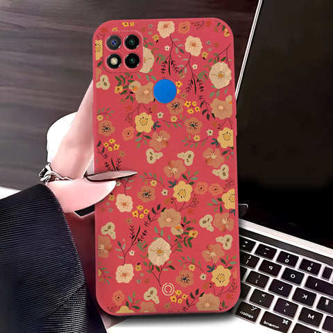 Xiaomi Redmi 10A Cover - Red - D3 - ONation Floral Series - HQ Liquid Silicone Soft Case