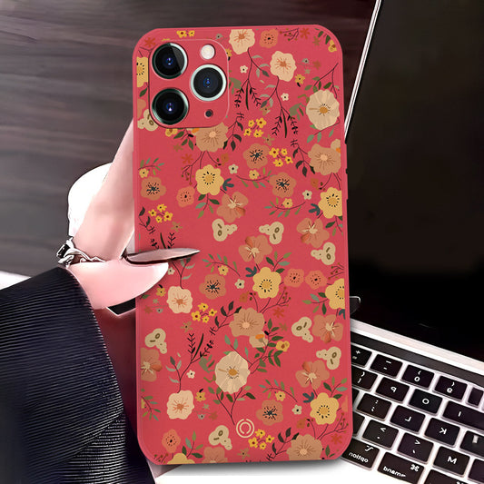 iPhone 11 Pro Cover - Red - D3 - ONation Floral Series - HQ Liquid Silicone Soft Case
