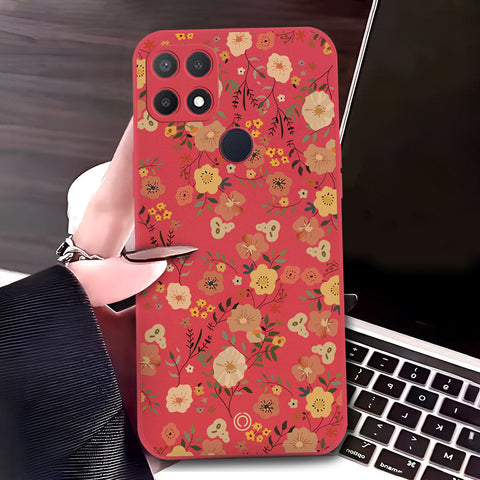Vivo V29e Cover - Red - D3 - ONation Floral Series - HQ Liquid Silicone Soft Case