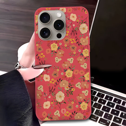 iPhone 15 Pro Max Cover - Red - D3 - ONation Floral Series - HQ Liquid Silicone Soft Case