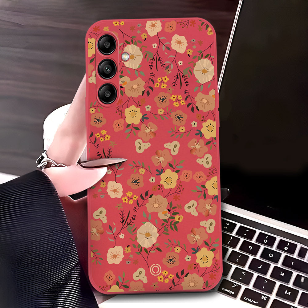 Samsung Galaxy A54 5G Cover - Red - D3 - ONation Floral Series - HQ Liquid Silicone Soft Case