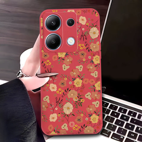 Xiaomi Redmi Note 13 Pro 4G  Cover - Red - D3 - ONation Floral Series - HQ Liquid Silicone Soft Case