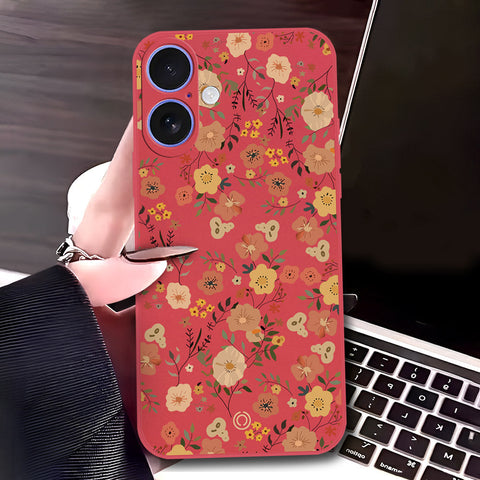 iPhone 17 Cover - Red - D3 - ONation Floral Series - HQ Liquid Silicone Soft Case