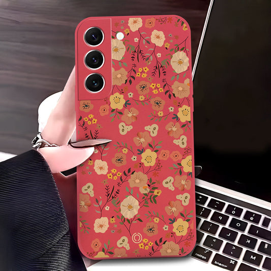 Samsung Galaxy S22 Plus 5G Cover - Red - D3 - ONation Floral Series - HQ Liquid Silicone Soft Case