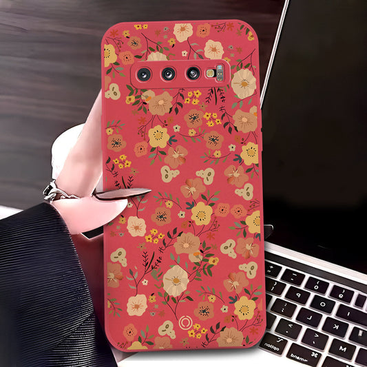 Samsung Galaxy S10 Cover - Red - D3 - ONation Floral Series - HQ Liquid Silicone Soft Case