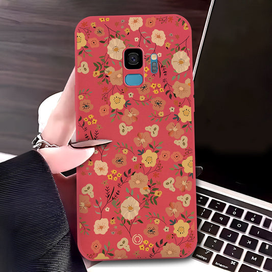 Samsung Galaxy S9 Cover - Red - D3 - ONation Floral Series - HQ Liquid Silicone Soft Case