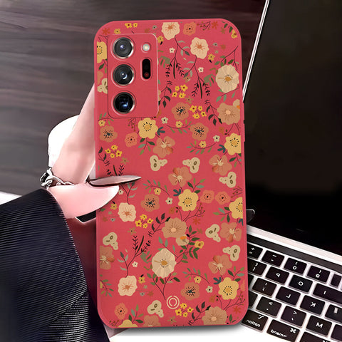 Samsung Galaxy Note 20 Ultra Cover - Red - D3 - ONation Floral Series - HQ Liquid Silicone Soft Case