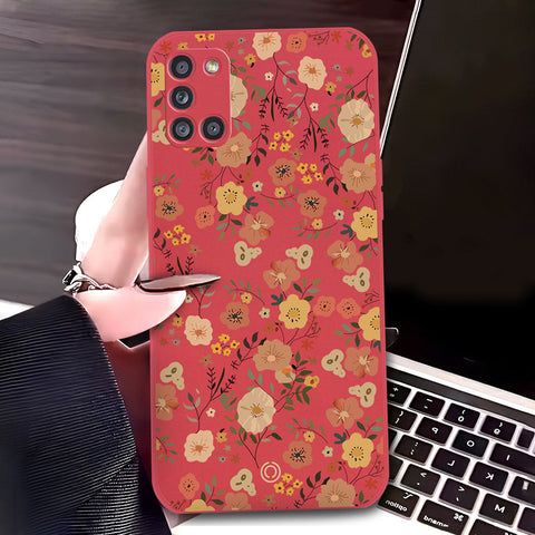 Samsung Galaxy A31 Cover - Red - D3 - ONation Floral Series - HQ Liquid Silicone Soft Case