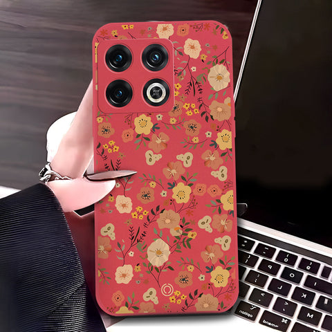 OnePlus 10 Pro Cover - Red - D3 - ONation Floral Series - HQ Liquid Silicone Soft Case