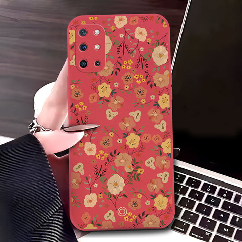 OnePlus 8T Cover - Red - D3 - ONation Floral Series - HQ Liquid Silicone Soft Case