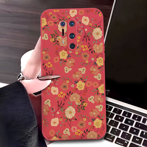 OnePlus 8 Pro Cover - Red - D3 - ONation Floral Series - HQ Liquid Silicone Soft Case