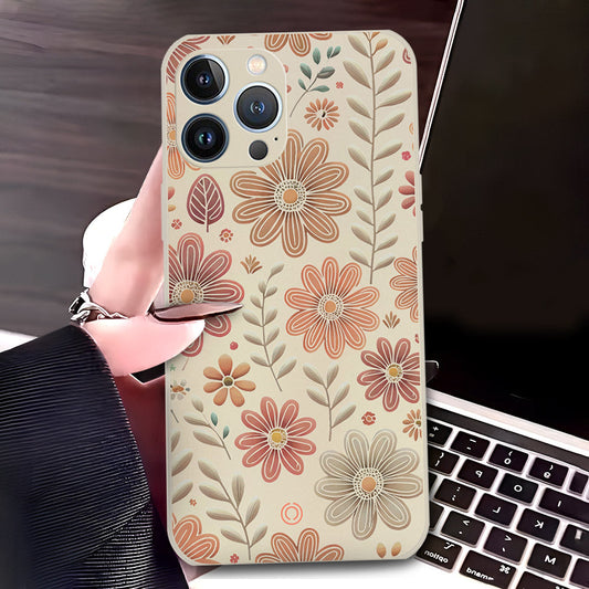 iPhone 13 Pro Cover - Off White - D4 - ONation Floral Series - HQ Liquid Silicone Soft Case