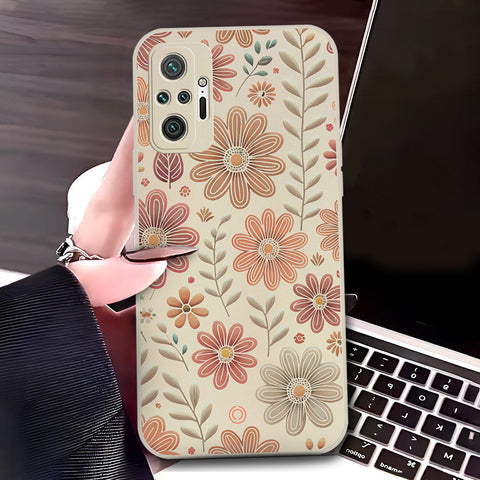 Xiaomi Redmi Note 10 Pro Max Cover - Off White - D4 - ONation Floral Series - HQ Liquid Silicone Soft Case