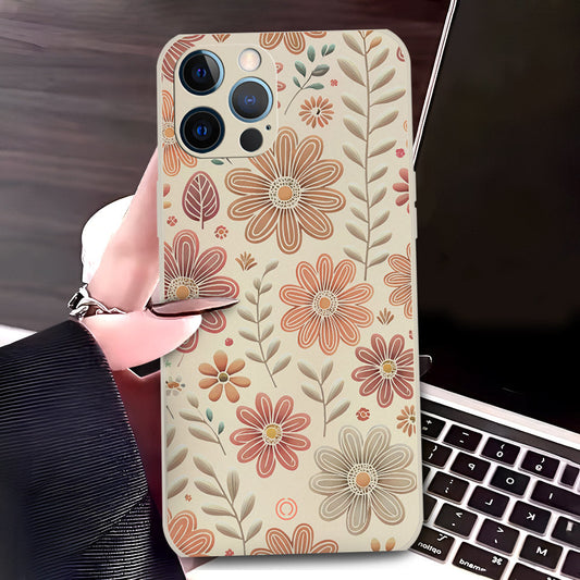 iPhone 12 Pro Cover - Off White - D4 - ONation Floral Series - HQ Liquid Silicone Soft Case