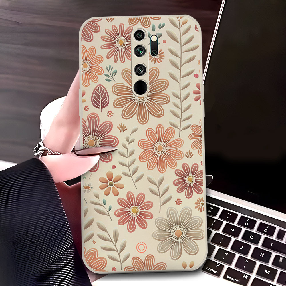 Xiaomi Redmi Note 8 Pro Cover - Off White - D4 - ONation Floral Series - HQ Liquid Silicone Soft Case