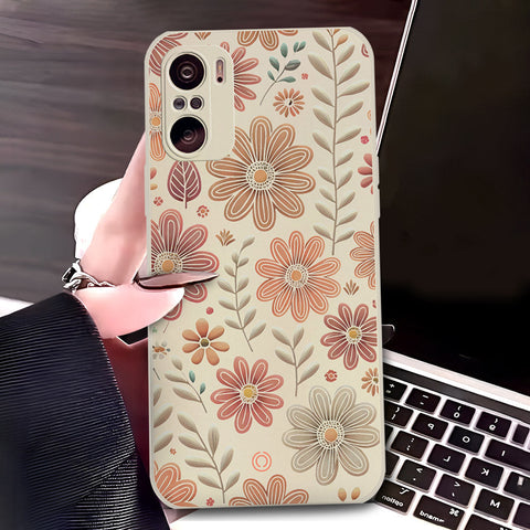 Xiaomi Mi 11X Pro Cover - Off White - D4 - ONation Floral Series - HQ Liquid Silicone Soft Case