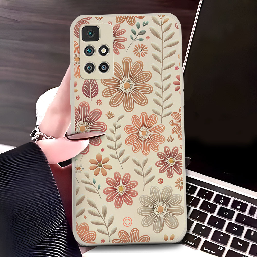 Xiaomi Redmi 10 2022 Cover - Off White - D4 - ONation Floral Series - HQ Liquid Silicone Soft Case