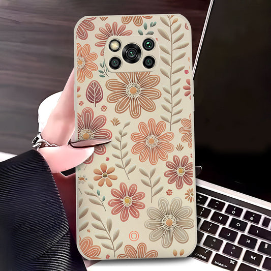 Xiaomi Poco X3 Pro Cover - Off White - D4 - ONation Floral Series - HQ Liquid Silicone Soft Case
