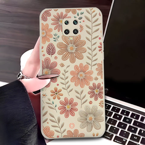 Xiaomi Poco M2 Pro Cover - Off White - D4 - ONation Floral Series - HQ Liquid Silicone Soft Case