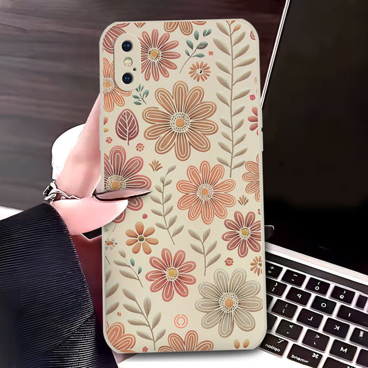iPhone XS Max Cover - Off White - D4 - ONation Floral Series - HQ Liquid Silicone Soft Case