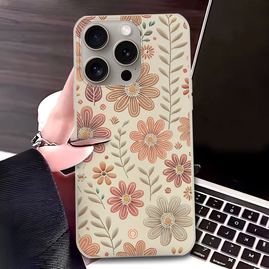 iPhone 15 Pro Max Cover - Off White - D4 - ONation Floral Series - HQ Liquid Silicone Soft Case