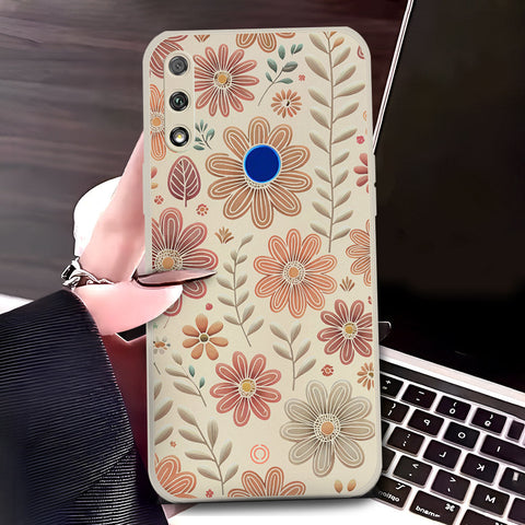 Honor 9X Cover - Off White - D4 - ONation Floral Series - HQ Liquid Silicone Soft Case