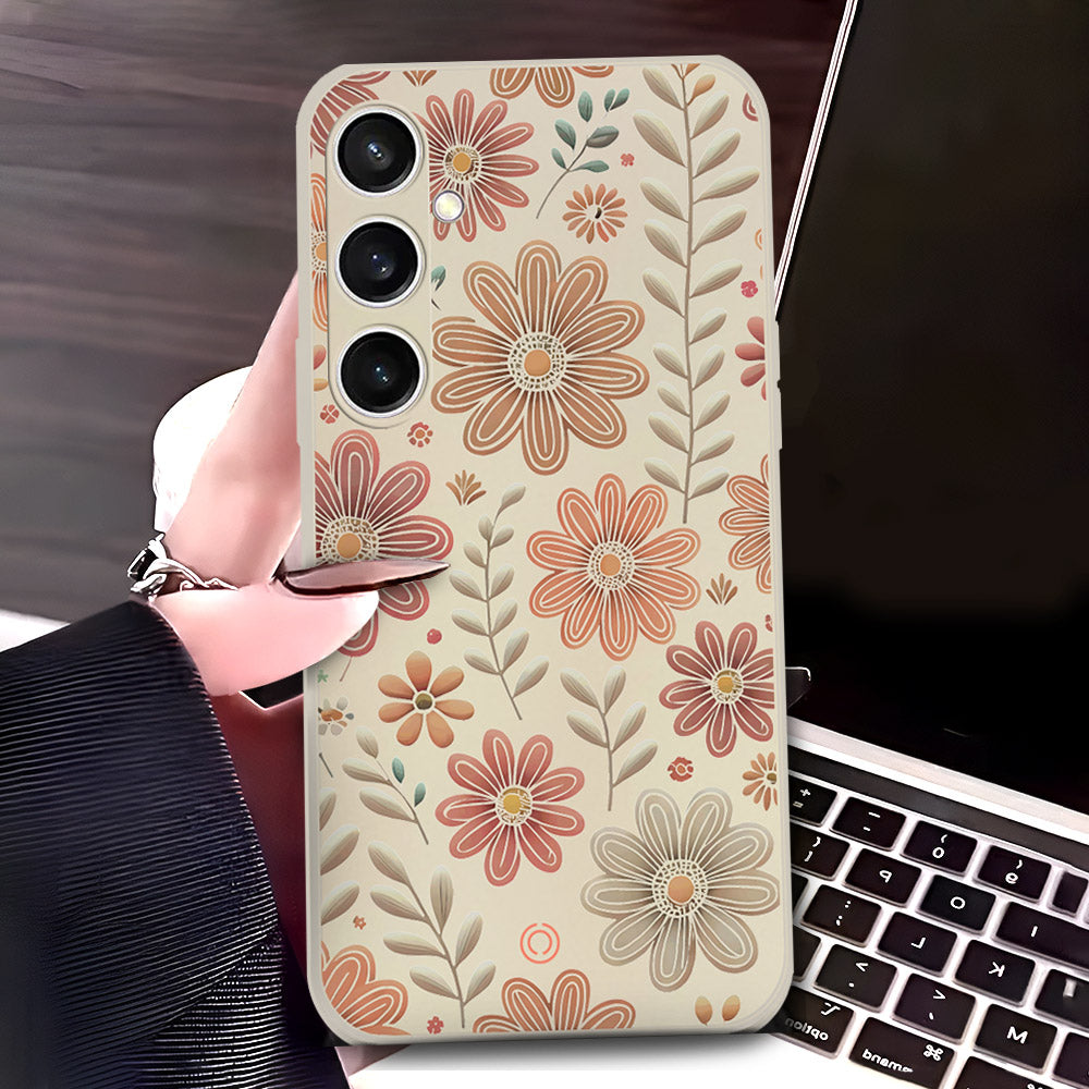 Samsung Galaxy S23 FE Cover - Off White - D4 - ONation Floral Series - HQ Liquid Silicone Soft Case