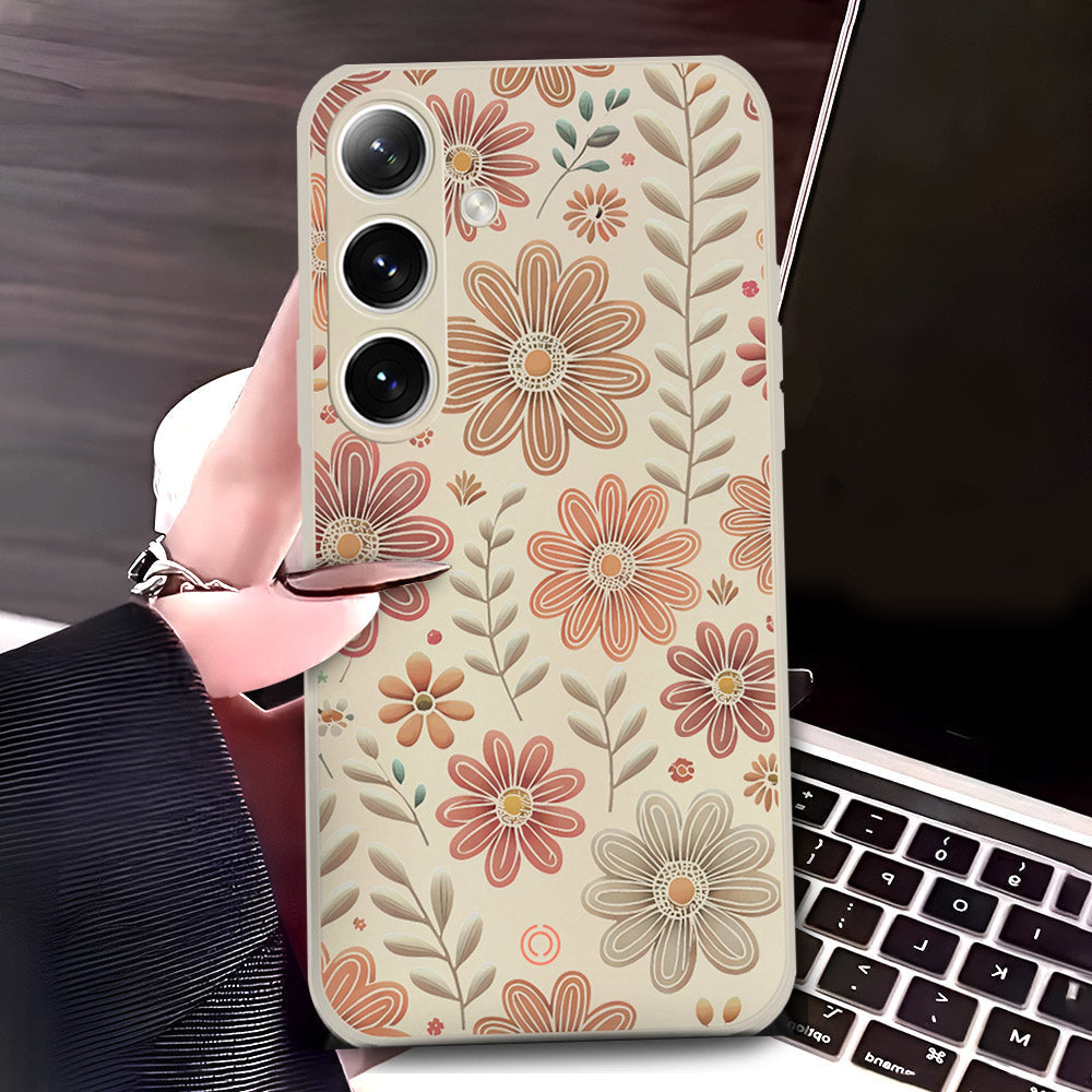 Samsung Galaxy A16 Cover - Off White - D4 - ONation Floral Series - HQ Liquid Silicone Soft Case