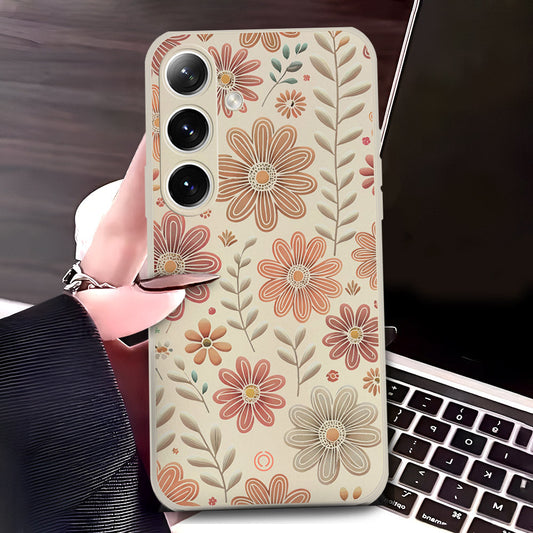 Samsung Galaxy A16 Cover - Off White - D4 - ONation Floral Series - HQ Liquid Silicone Soft Case