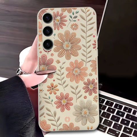 Samsung Galaxy S23 Plus 5G Cover - Off White - D4 - ONation Floral Series - HQ Liquid Silicone Soft Case