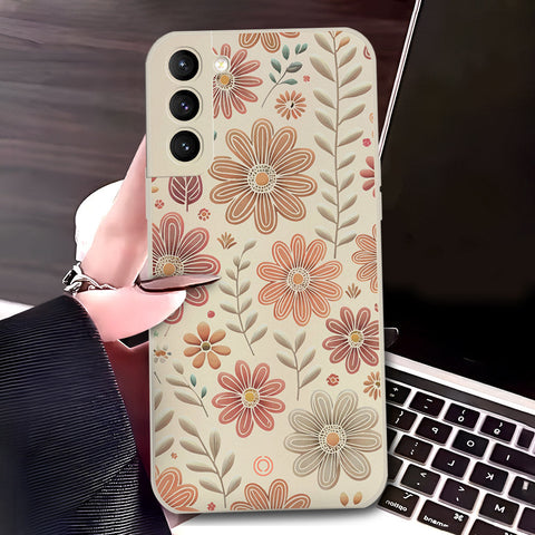Samsung Galaxy S21 Plus 5G Cover - Off White - D4 - ONation Floral Series - HQ Liquid Silicone Soft Case