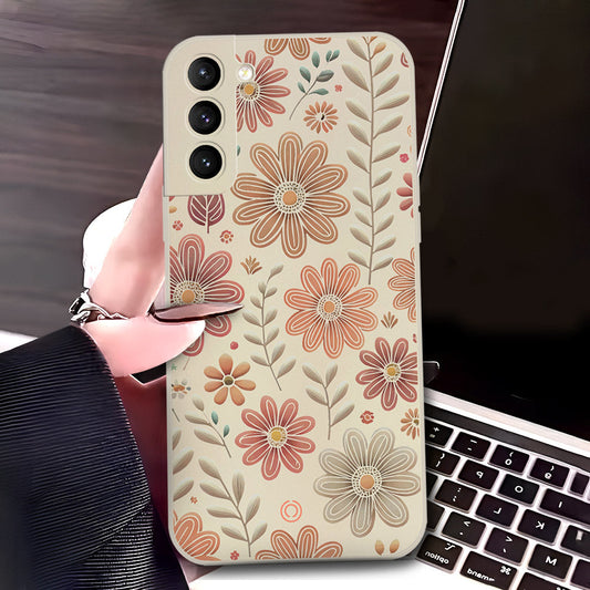 Samsung Galaxy S21 FE 5G Cover - Off White - D4 - ONation Floral Series - HQ Liquid Silicone Soft Case (Fast Delivery)(U)