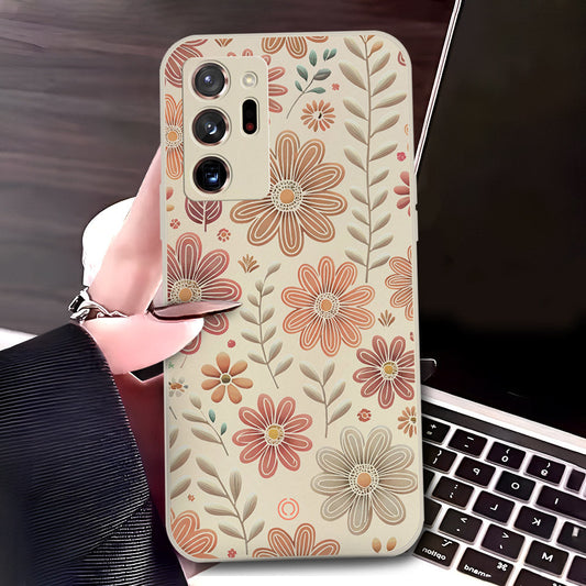 Samsung Galaxy Note 20 Ultra Cover - Off White - D4 - ONation Floral Series - HQ Liquid Silicone Soft Case