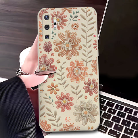 Samsung Galaxy Note 10 Plus Cover - Off White - D4 - ONation Floral Series - HQ Liquid Silicone Soft Case