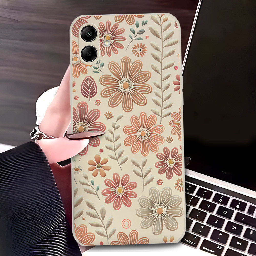 Samsung Galaxy M13 5G Cover - Off White - D4 - ONation Floral Series - HQ Liquid Silicone Soft Case